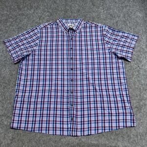 HB Shirt Mens 2XLT Blue Purple Plaid Button Down Short Sleeve Casual Big Tall